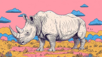 Fototapeta premium Rhino in Natural Park Setting