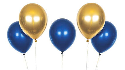 Blue and Gold Balloons on a Clear Background Generative AI