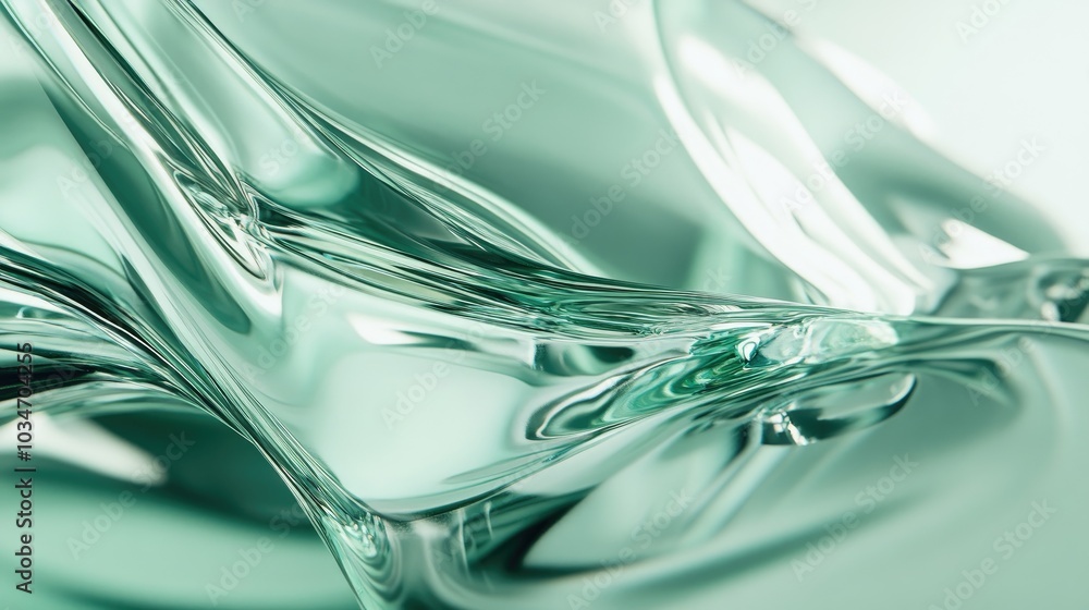 Poster Elegant modern abstract background featuring green glass with organic refreshing refraction and reflection showcasing high quality 3D rendering techniques