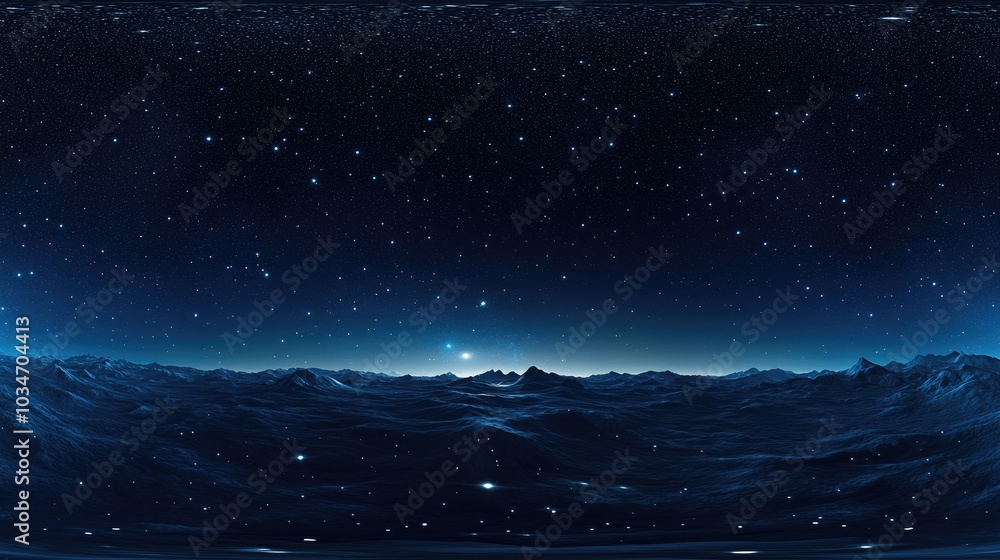 Aufkleber 360 degree space background with stars panorama in 3d cartoon rendering featuring equirectangular pr