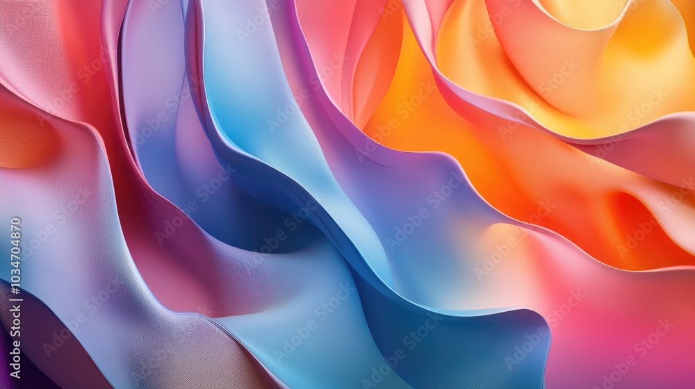 Poster colorful abstract tapestry with 3d rendering elements