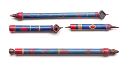 Collection of Blue and Red Fireworks for Celebrations and Events Generative AI