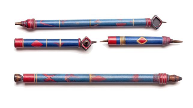 Collection of Blue and Red Fireworks for Celebrations and Events Generative AI