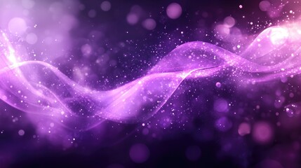 Fototapeta premium Line art illustration of digital futuristic waves in purple energy magic featuring light rays and energy particles Abstract backdrop