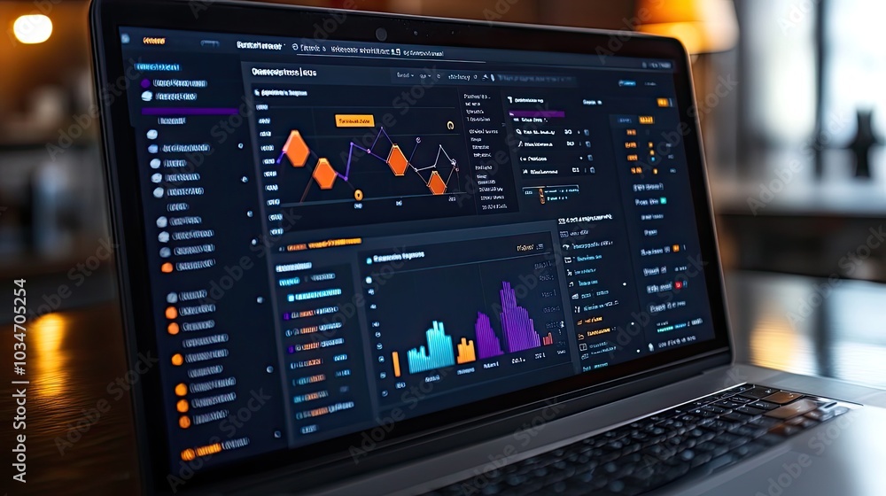 Poster analyzing website traffic dat on digital dashboard showcasing key metrics and trends for strategic i