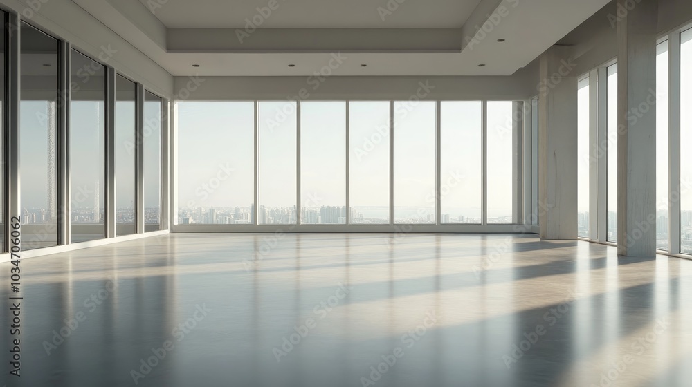 Poster realistic interior of an empty apartment in 3d rendering