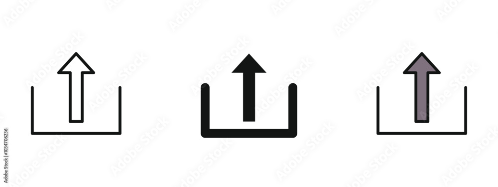 Fototapete upload icon in outline, silhouette and editable colors in unexpandable vector form, set of upload ic