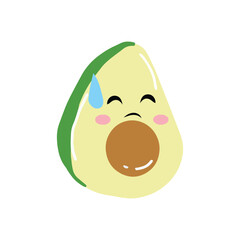 Cute and kawaii avocado emoticon expression illustration. avocado sticker, empticon, collection