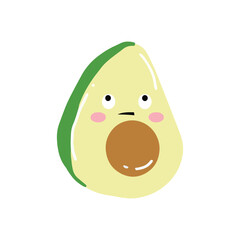 Cute and kawaii avocado emoticon expression illustration. avocado sticker, empticon, collection