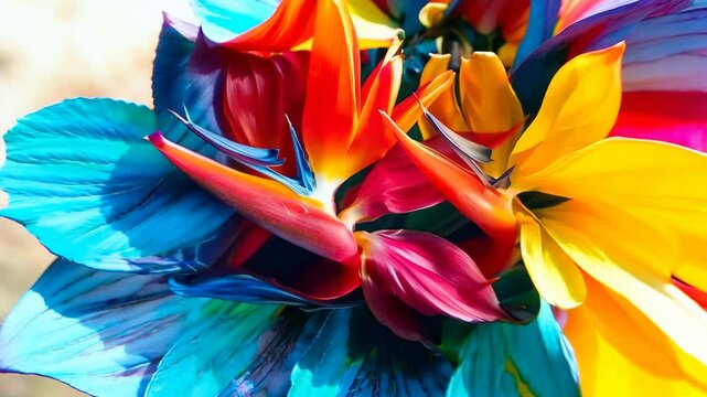 Exotic bird of paradise flowers with vivid colors, Video