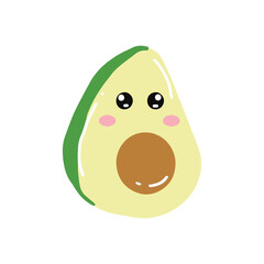 Cute and kawaii avocado emoticon expression illustration. avocado sticker, empticon, collection