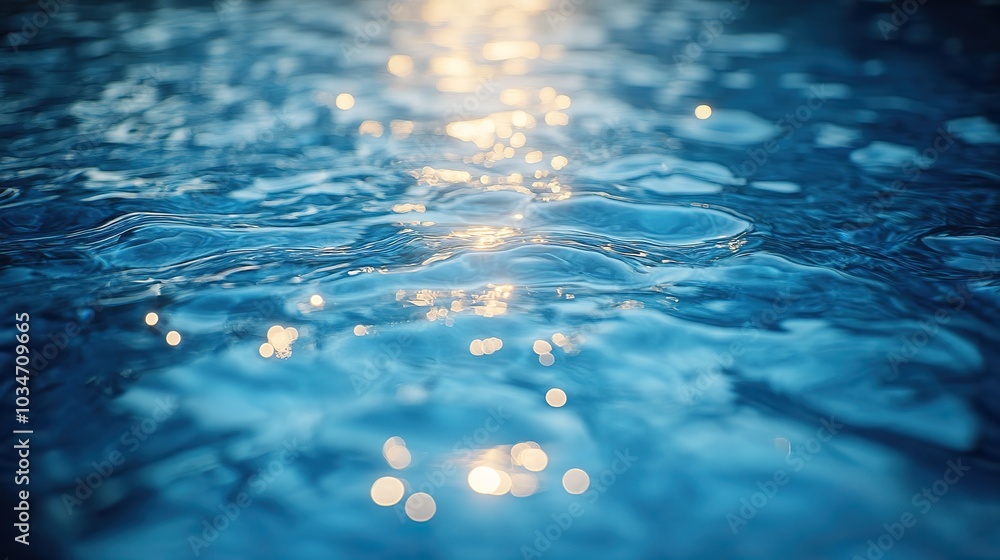 Aufkleber bright blue pool water texture with sunlight reflections creating calming and refreshing visual.illu