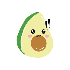 Cute and kawaii avocado emoticon expression illustration. avocado sticker, empticon, collection