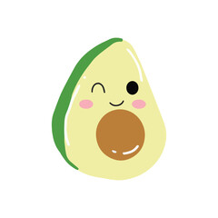 Cute and kawaii avocado emoticon expression illustration. avocado sticker, empticon, collection