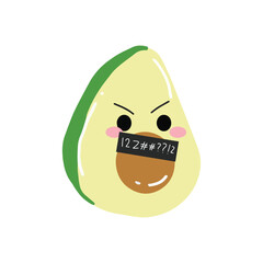 Cute and kawaii avocado emoticon expression illustration. avocado sticker, empticon, collection