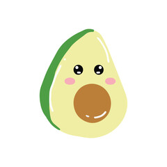 Cute and kawaii avocado emoticon expression illustration. avocado sticker, empticon, collection