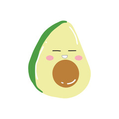Cute and kawaii avocado emoticon expression illustration. avocado sticker, empticon, collection