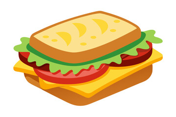 Sandwich with bacon and vegetables on a white background