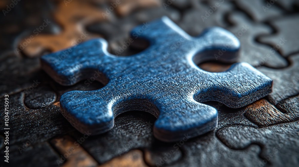 Poster close up of single puzzle piece representing solutions problem solving and strategy in professional 