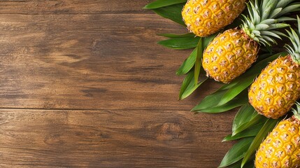 Juicy Pineapple Slices on Rustic Wooden Background