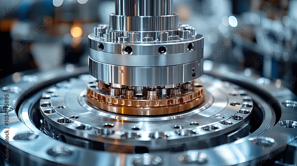 Poster close up of robotic parts in smart factory setting showcasing advanced technology and precision engi