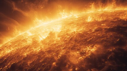 close up of the sun showcasing solar flares and coronal mass ejections in space.image