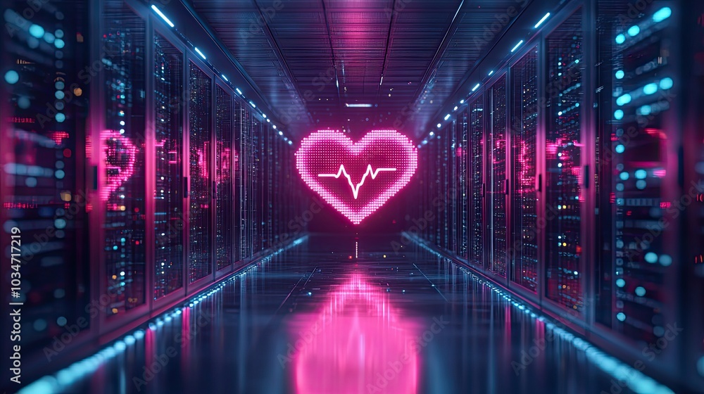 Poster cloud health solutions scalable dat storage option represented by cloud icon with heartbeat in serve