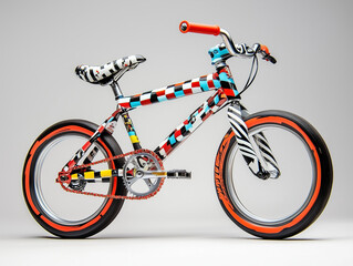 Fototapeta premium Elite Youth Racing Bike with Checkerboard Pattern: Designed for Speed and Style