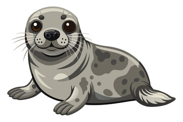  Beautiful seal lying phoca vitulina vector illustration