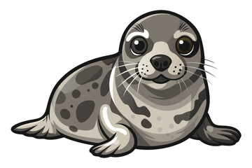  Beautiful seal lying phoca vitulina vector illustration