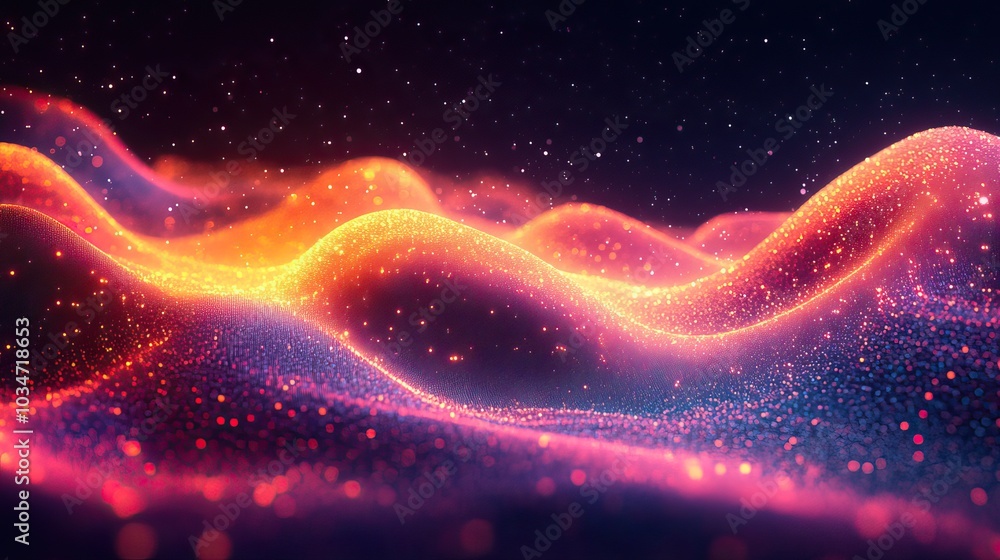 Poster colorful dat lines on dark background representing dat science and analytics