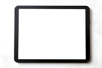 Tablet computer with blank white screen, isolated on white background