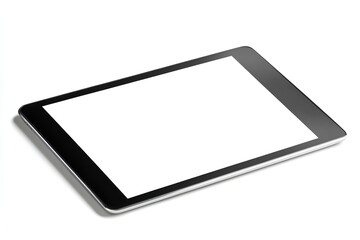Tablet computer with blank white screen, isolated on white background