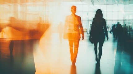 Light and shadow interplay forming abstract business silhouettes, double exposure with smooth gradient effects