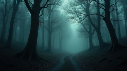 Obraz premium Dark misty forest