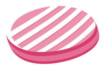  Closeup view of pink soap with white stripes on the white