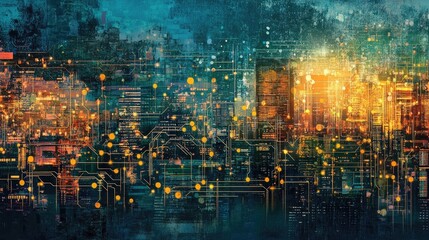 Fototapeta premium Connecting Technologies A Mixed Media Approach