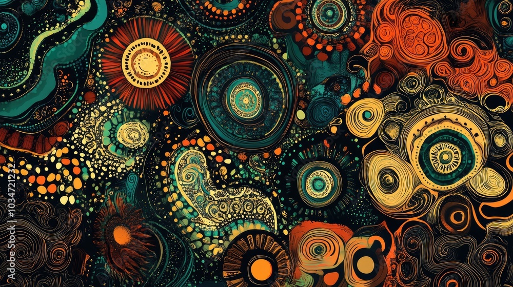 Poster digital print sketch design with intricate patterns throughout