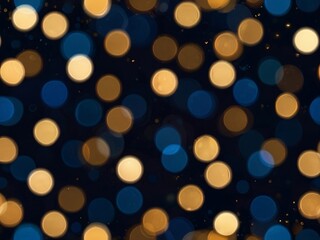 Beautiful blue and yellow bokeh blur lights on a dark background, perfect for party banners, Christmas wishes, and festive celebrations.