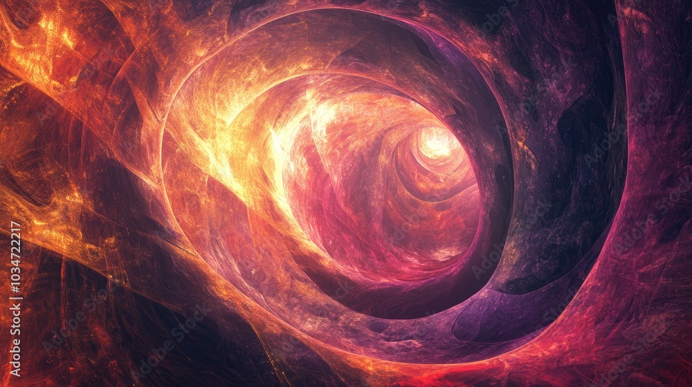Poster fractal elements in a fantasy tunnel abstract digital technology backdrop 3d visualization