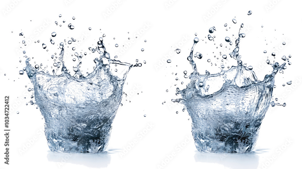 Aufkleber water drops splashing on a clear transparent background generative ai