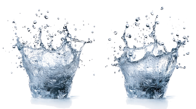 Water Drops Splashing on a Clear Transparent Background Generative AI