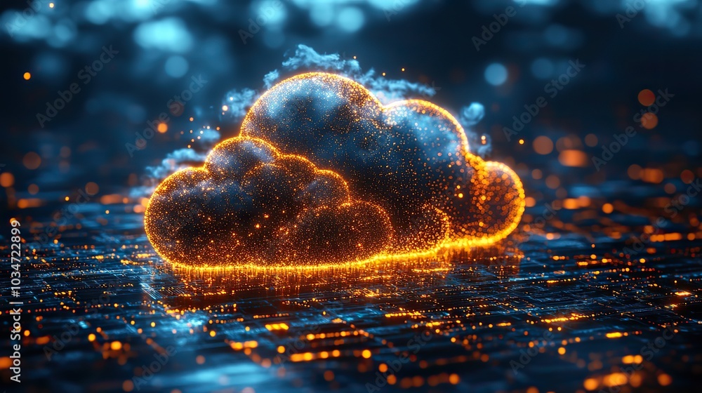 Poster digital cloud amidst dat charts representing cloud cost optimization.stock image