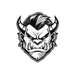 Obraz premium Ogre Esport Logo Vector Black and White Background Thicker Outline
