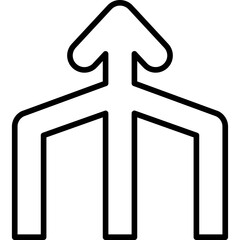 teamwork, vision, target, goals icon. Black outline icon of three arrows merging into one, symbolizing convergence or unification