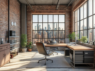 Reimagined Workspace: Gentrified Factory Office with Loft Windows