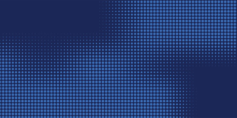 Dark blue halftone dotted abstract background, big data pattern, technology or futuristic visualization, waveform dot texture, music backdrop.