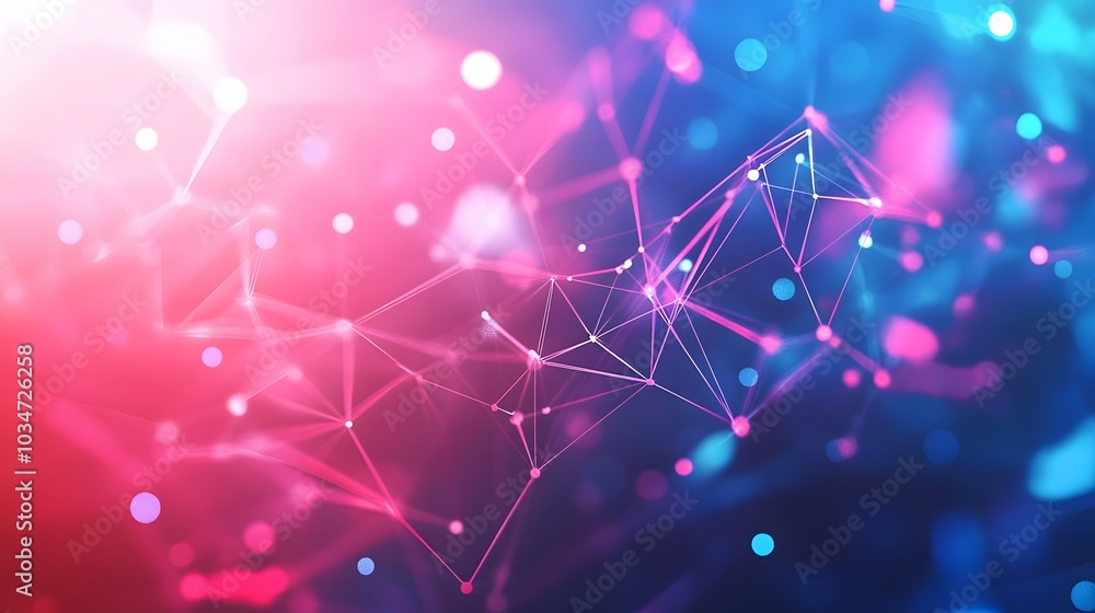 Wall mural abstract polygonal vector science background with connecting dots and lines.