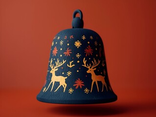 Beautifully Crafted Wooden Christmas Bell with Festive Reindeer Scene