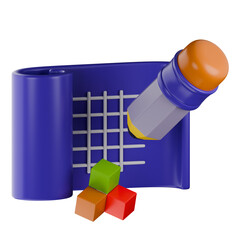 Blue Print 3D Illustration